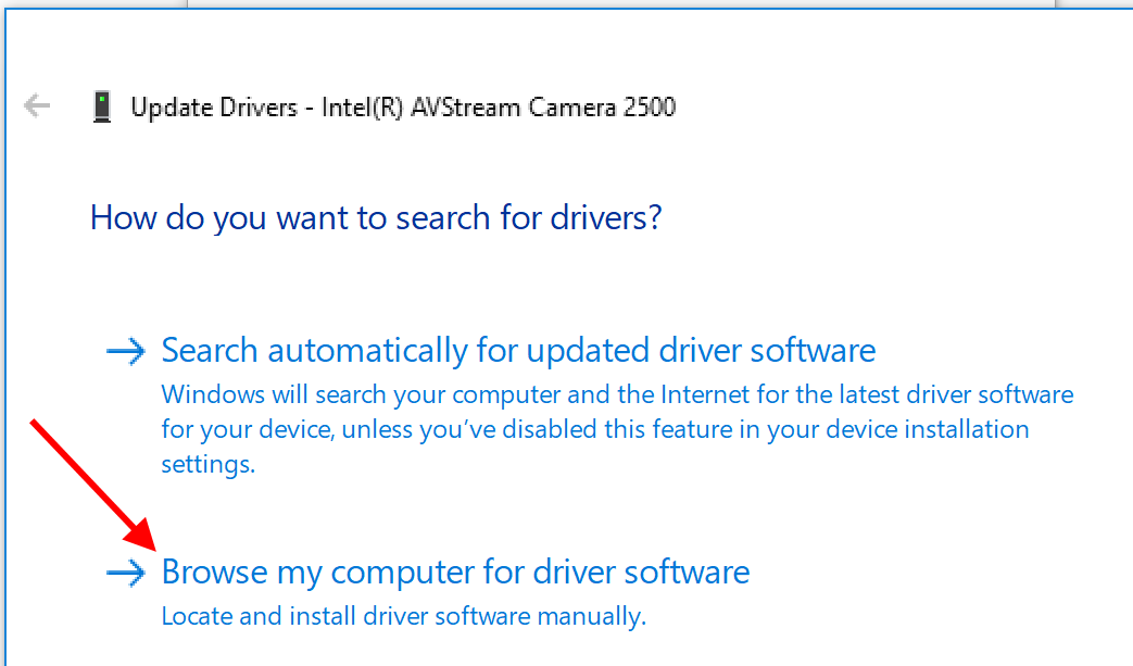 Browse my computer for driver software